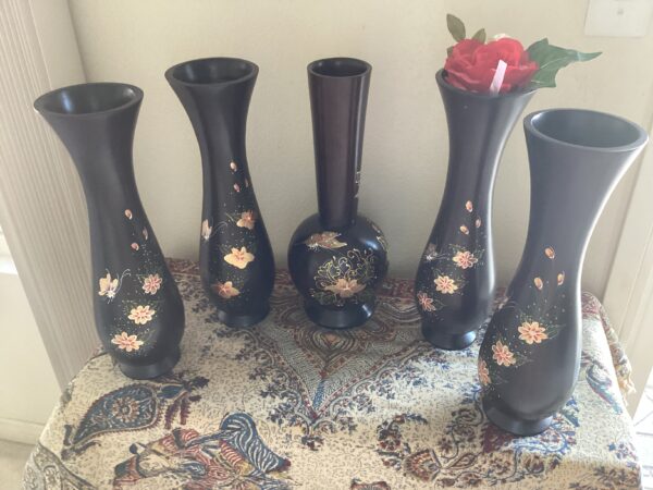 Five pieces handmade vases
