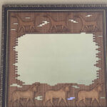 Babylonian Mirror art with wooden cuts frame