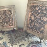 2 hand made elements on brass. With miniature frames