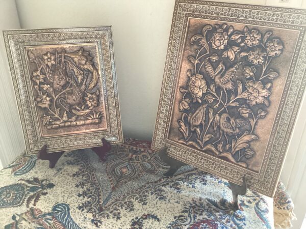 2 hand made elements on brass. With miniature frames
