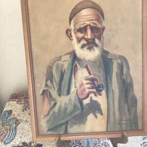 Rare hand painted old Man circa 1956 By A. Raghebi Antique painting