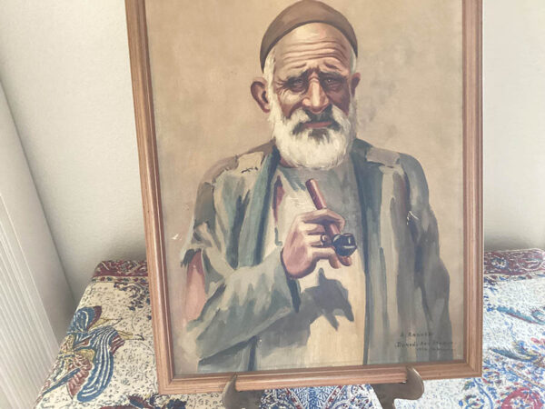 Rare hand painted old Man circa 1956 By A. Raghebi Antique painting