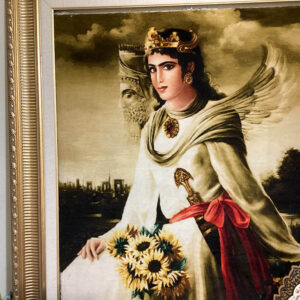 Persian queen " Azarmidokht" Rug portrait handmade 5x4 feet